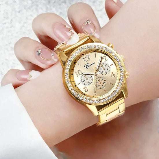2025 New Fashion Women Diamond Rose Gold Watch Luxury Reloj Mujer Wristwatch Female Casual Stainless Steel Quartz Watches Clock