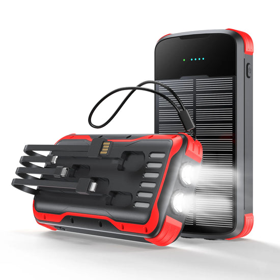 40000mAh Solar Power Bank With Cable Portable Charging Poverbank External Battery Charger Strong Flashlight  for All Smartphones